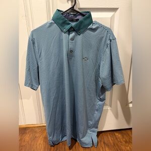 Greyson Green and Blue Striped Polo Shirt